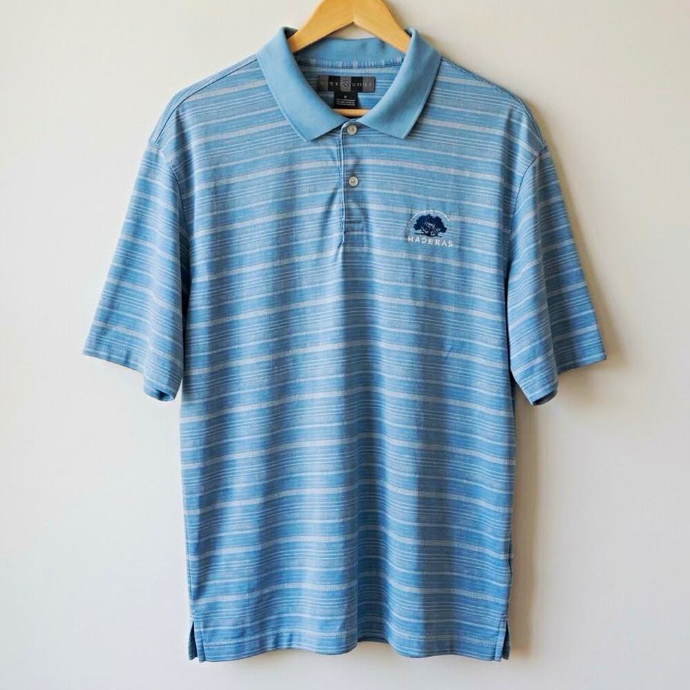 Vintage Nike Golf Polo Shirt Mens Large L Blue Maderas Golf Club 100% Cotton Y2K